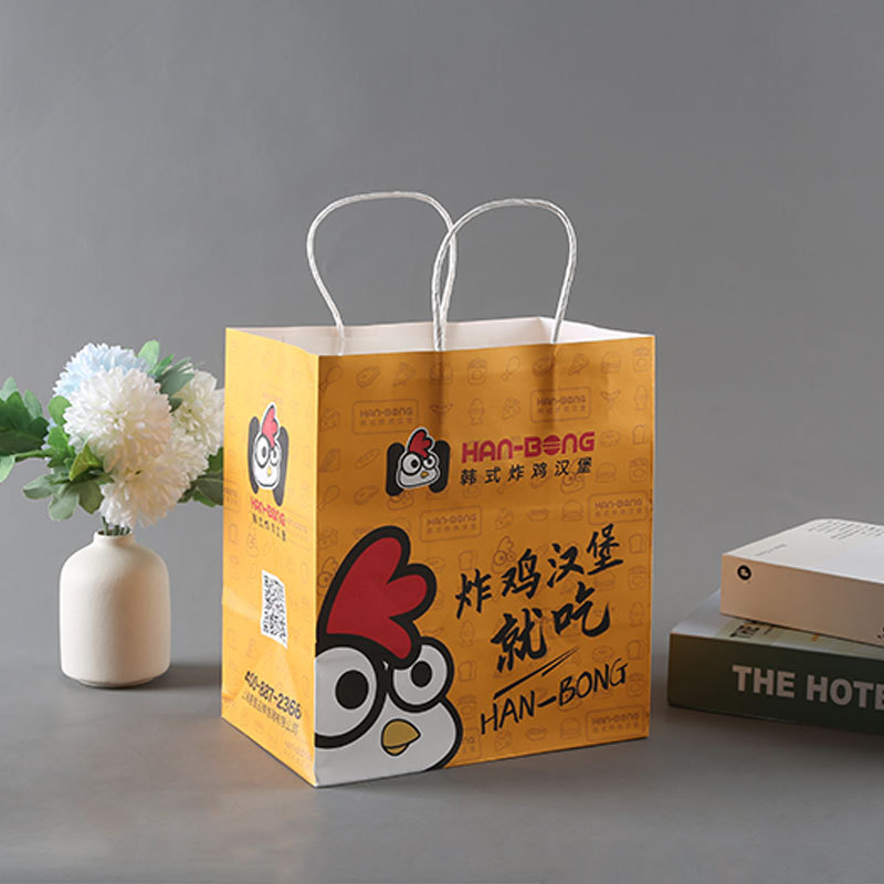 牛皮纸袋现货广告印刷外卖食品打包袋礼品礼物手提纸袋可印刷LOGO