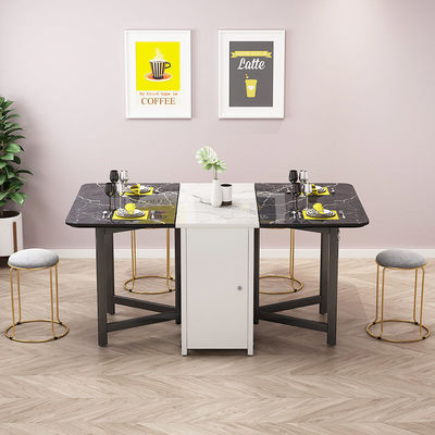 折叠桌子吃饭桌餐桌椅组合现代简约可伸缩餐边柜饭桌子家用长方形|ru