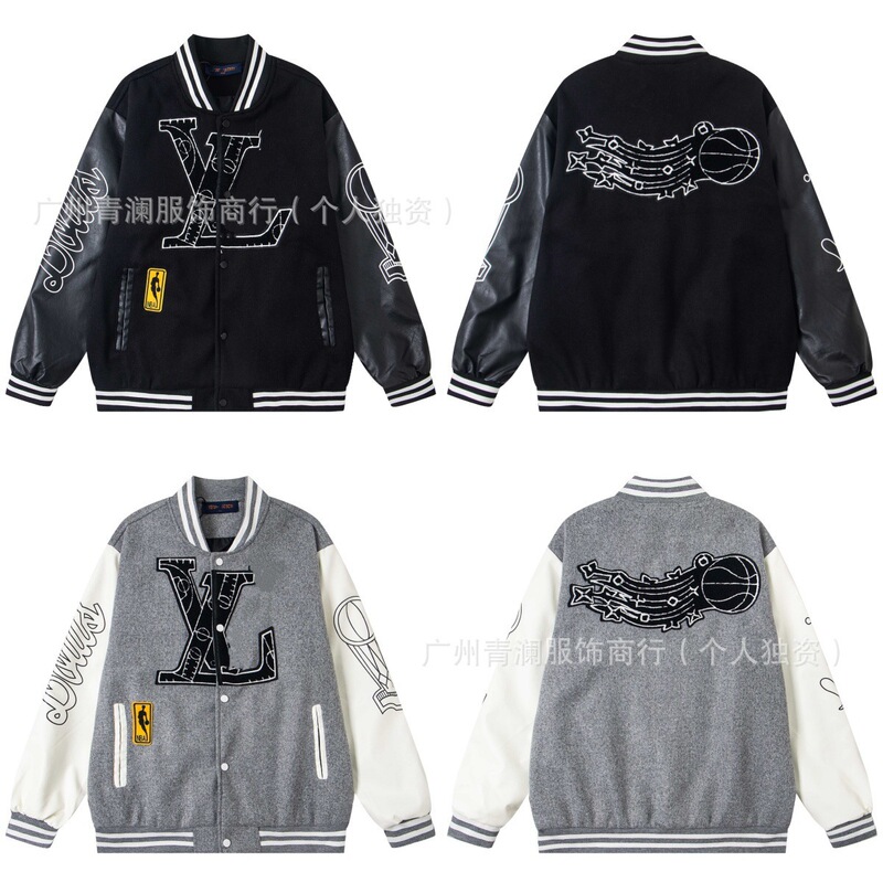 Luxury Trendy Lujia Baseball Jacket 25 Autumn Collaboration Nba Leather Patchwork Basketball Logo Embroidery Unisex Jacket Coat