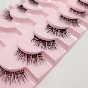 7 Pairs of Thick and Curly Foreign Trade Half-Eye Stage Makeup Oblique Flying False Eyelashes Eye Tail Lengthening Half-Eye False Eyelashes