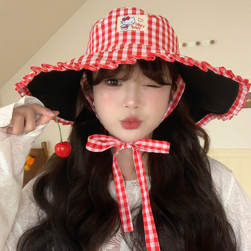 ハローキティシリーズ本物のかわいい漫画デイリーマッチング大人の野球帽漁師帽子フルプリント日焼け止めサンシェードかわいい|undefined