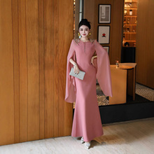 婚礼宴会晚装连衣裙高档喜妈妈喜婆婆新娘敬酒服订钻连衣裙长款裙