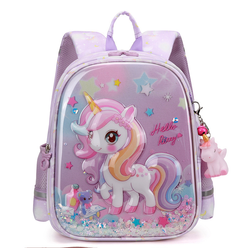 Animación de dibujos animados bolsas escolares ligeras unicornio niña princesa pequeña mochila encantadora mochila de grado 1 - 2