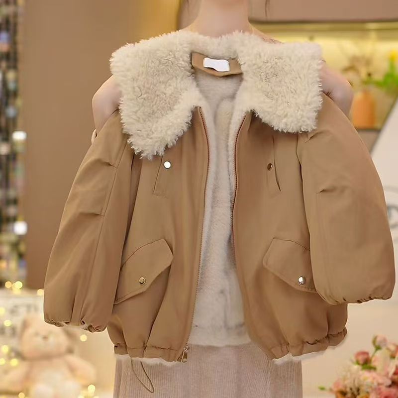 女童加绒加厚冬季小棉袄2026新款洋气儿童派克服加厚女孩外套棉服