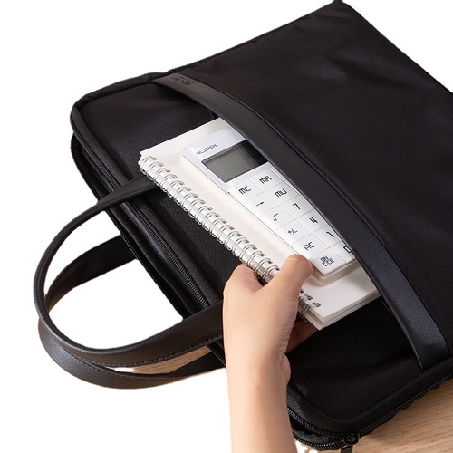 Deli 63751 census use front and rear double bags multi-layer briefcase handbag conference information bag printed with logo