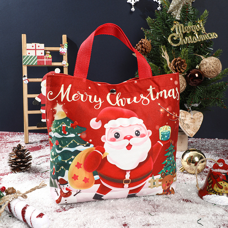 Bolsa de regalo de Navidad, caja de manzana de Nochebuena, caja de regalo para niños, dulces portátiles, lienzo, bolsa de manzana image 7
