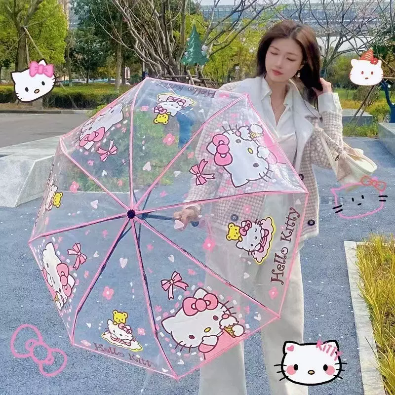 代发三丽鸥卡通折叠透明雨伞玉桂狗库洛米kitty雨伞全自动开收