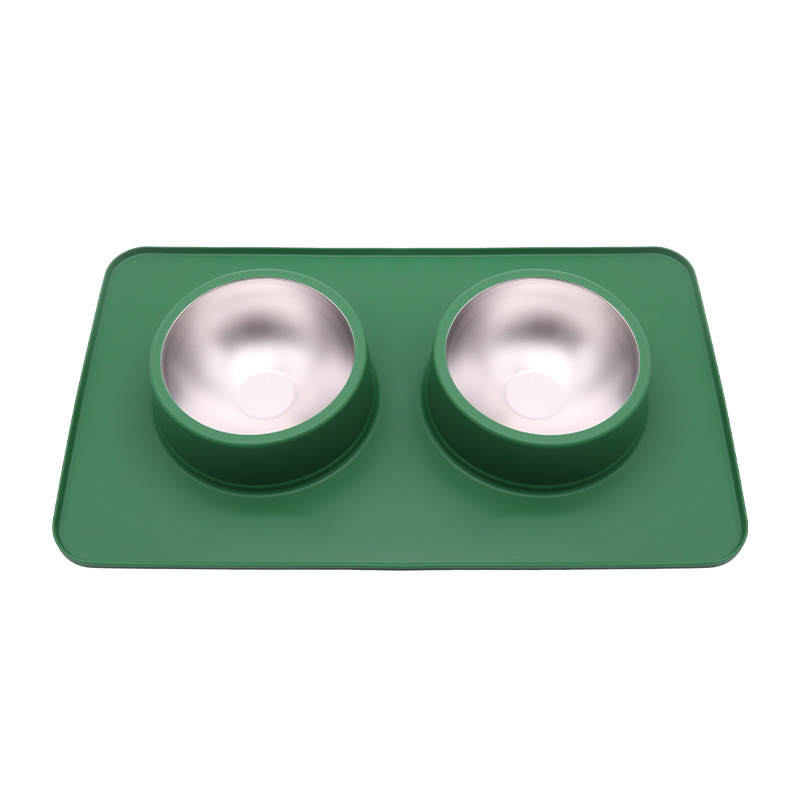 Nuevo Amazon Pet Bowl doble tazón perro agua potable alimentación cuenca antideslizante anti-desbordamiento anti-golpe perro mascota tazón suministros