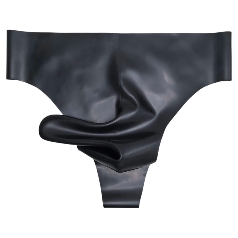 Rubber Bullet Separation Seamless Latex Leather Underwear Jj with Set Men's Mid-Low Waist Thong
