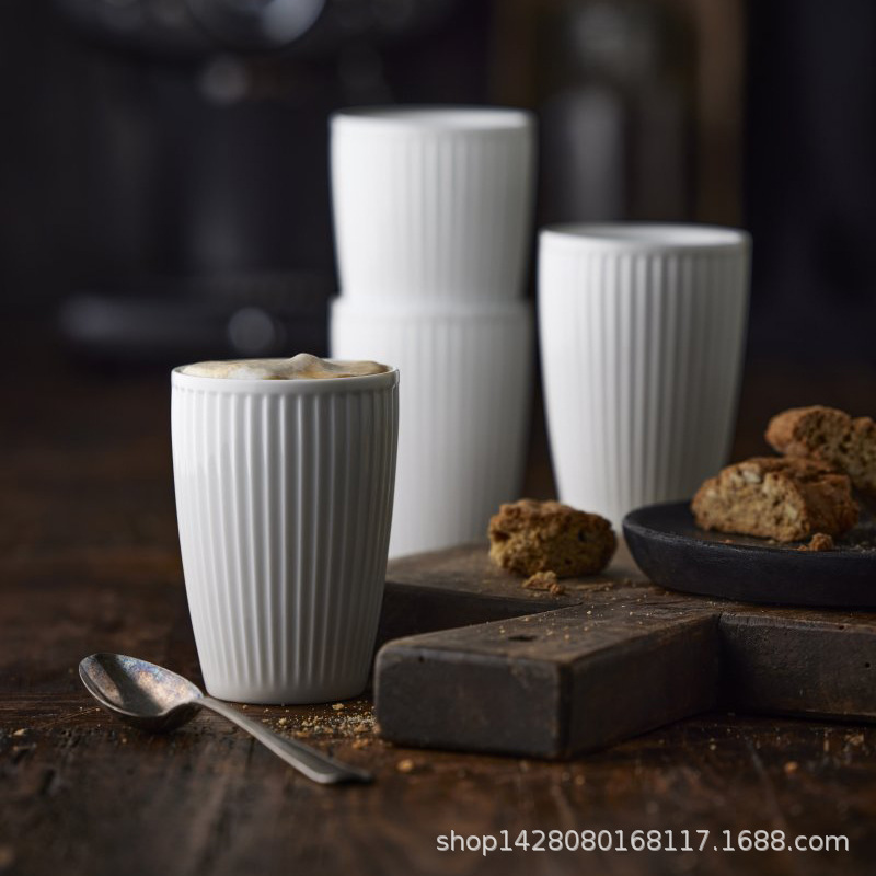 De cerámica 300ml patrón vertical No mango aislado taza de doble capa hogar taza de avena taza de la Oficina de leche taza de elaboración de la cerveza