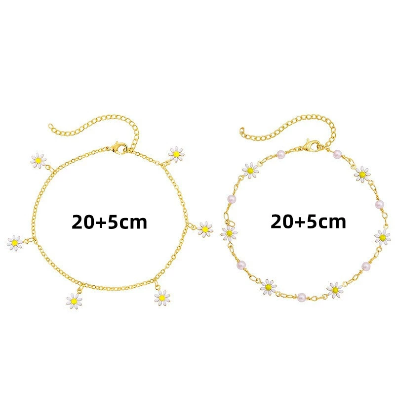 Модный утонченный аксессуар, пляжная летняя ankle bracelet из жемчуга, европейский стиль, цветы