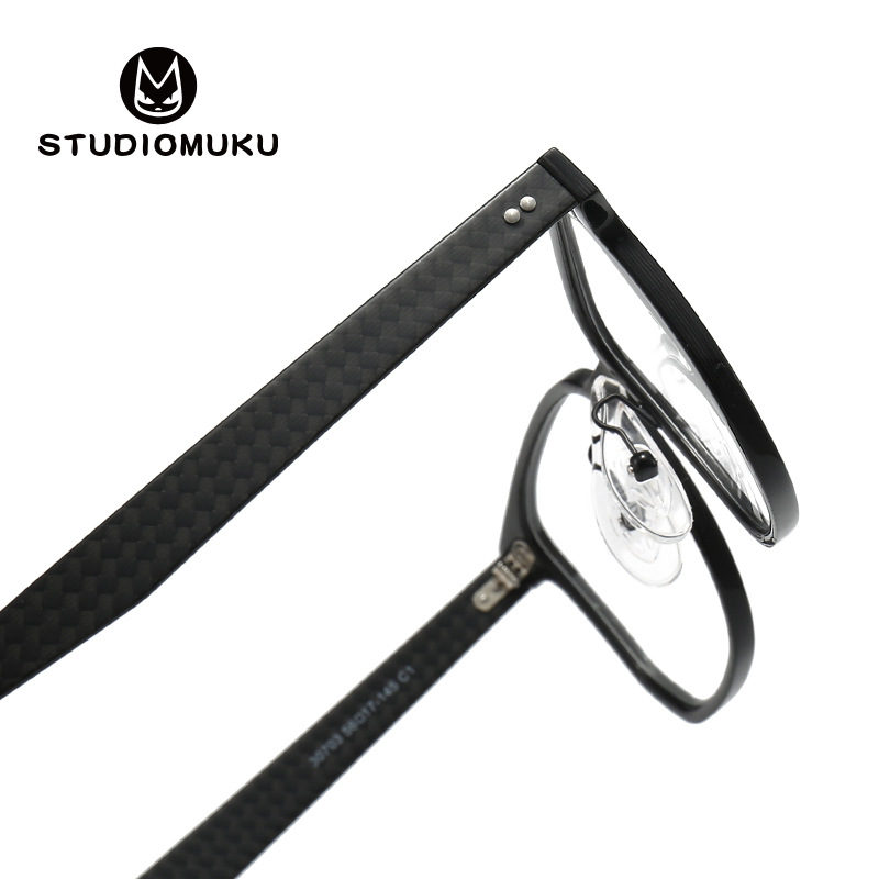 STUDIOMUKU madera fresca gafas nacionales fibra de carbono gafas lisas marco ligero marco negro marco cuadrado
