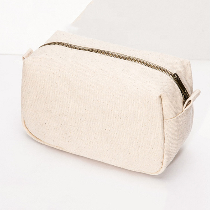 工厂批发 彩色拉链帆布袋 手拿化妆包棉布袋 简约收纳帆布包LOGO