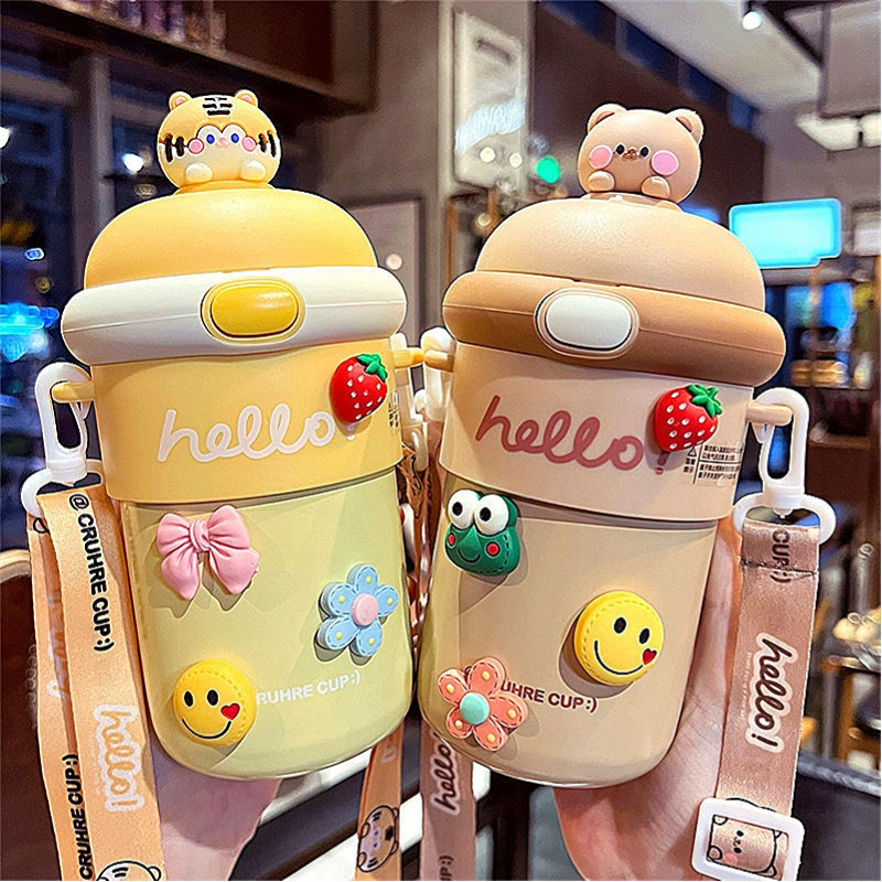 Student cross-body super cute glass cup straw cup ins style girl high-looking small dumpling water cup