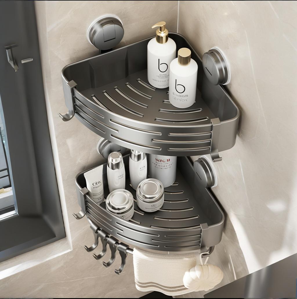 Suction Cup Bathroom Bathroom Triangle Storage Rack Washbasin Wall Punch-Free Corner Shower Gel Wall-Mounted Storage Rack