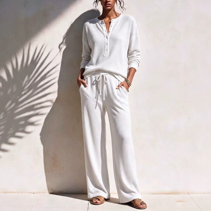 2026 Fall/Winter New European and American Cross-Border Amazon Best-Selling Women's Waffle Knit Casual Sports Suit 2026 Fall/Winter New European and American Cross-Border Amazon Best-Selling Women's Waffle Knit Casual Sports Suit