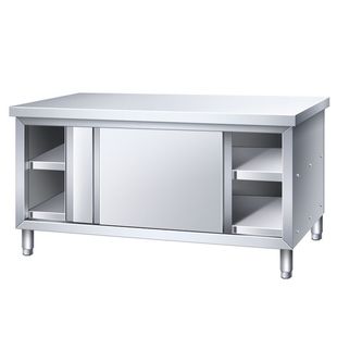 304 thickened stainless steel workbench kitchen table sliding door shelf panel cabinet cutting table