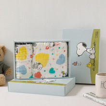 【纯棉毛巾礼品批发】史努比婴儿泡泡纱纯棉毛浴巾礼盒套装全棉