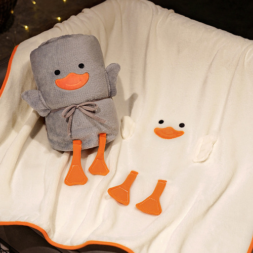 Cute cartoon duck roll blanket for babies and children, kindergarten nap air conditioning blanket, holiday activity gift, small blanket