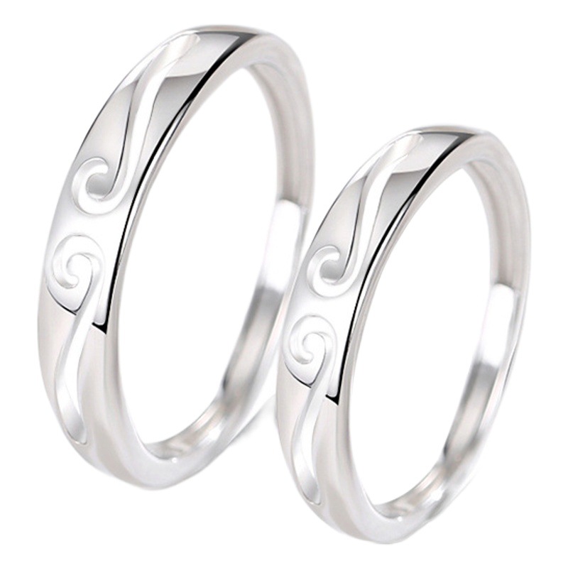 Anillo de pareja de aro de moda de plata esterlina S925 estilo japonés y coreano hombres y mujeres anillo de apertura al por mayor ajustable