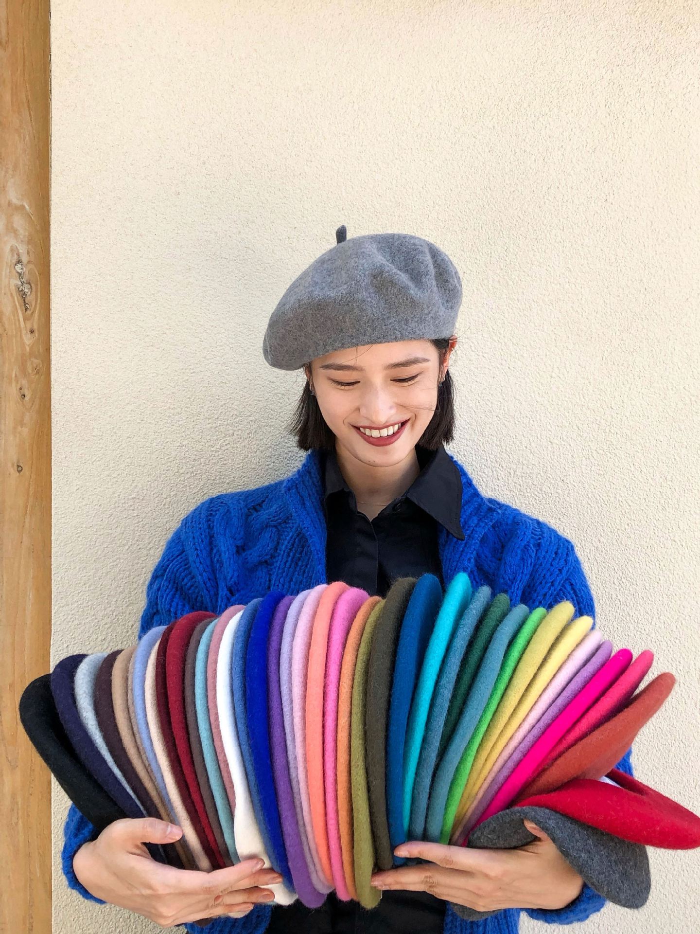 77g Weight Beret Hat Hats Type Daily Occasion Solid Color Pattern Winter Season Women'S Gender Sewing Design Simple Style Style Eaveless Rim Women'S Simple Style Solid Color Sewing Eaveless Beret Hat 无