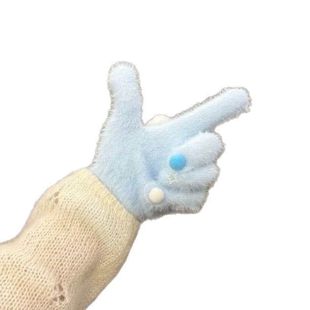 Blue gloves with bow, keep warm cute cartoon set for elementary school students, wide color palette