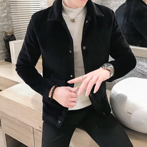 Men's Wool Coat Autumn/Winter British Style Thick Collar Trendy Versatile Korean Version Wool Jacket Short Spirit