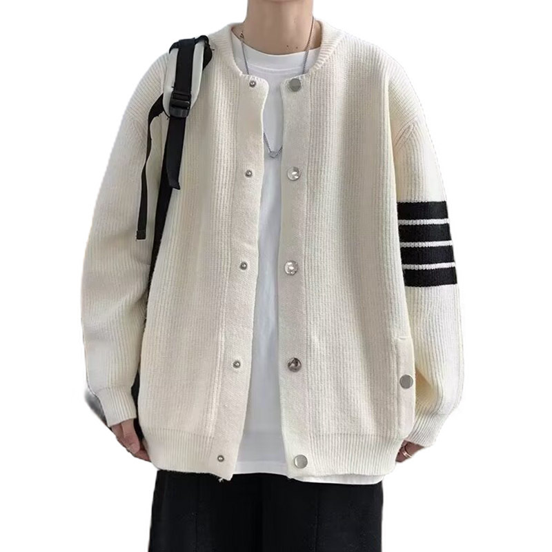 Explosiones transfronterizas de tamaño europeo de cuatro barras a rayas jersey suéter cardigán hombre chaqueta suéter fábrica al por mayor