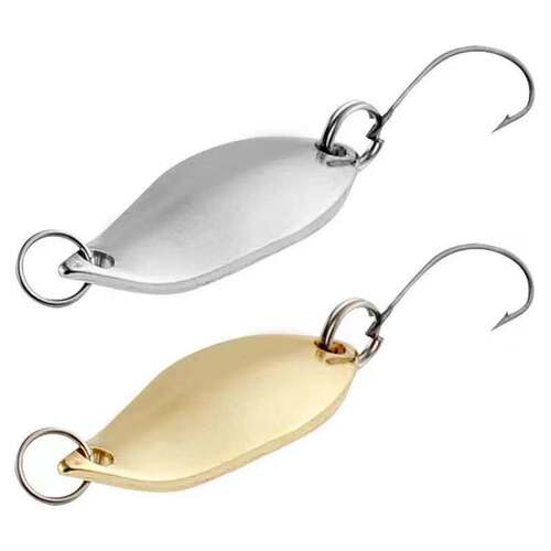 Mawo Wang Single Hook Lure Iron Plate Spoon Shiny Blade 2.5/3.5/5g Bionic Lure Imitation Hair Fish Lure