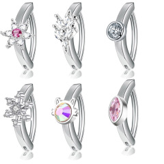 Cross-border new product micro-set zirconia female navel ring navel pin belly button clip body piercing rewind jewelry manufacturer