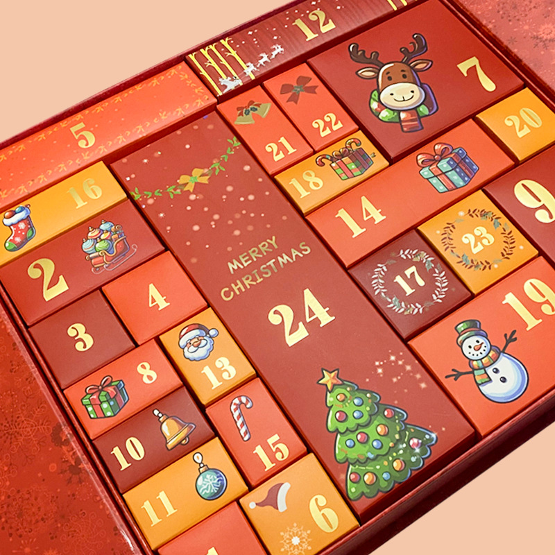 크리스마스 카운트다운 달력 블라인드 박스 - 레드; 30*33.5*8; 아트지