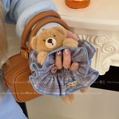 Saç üçün rezinlər, Teddy Bear Plaid Scrunchie, Super
