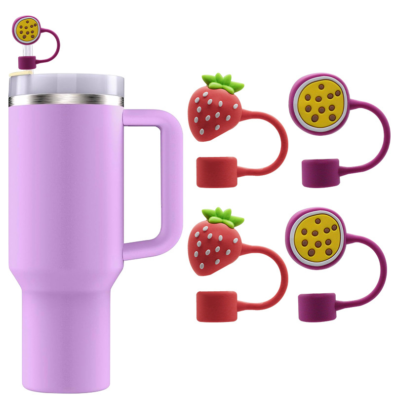 Spot Tapa de paja de fresa de 12mm Tapa de paja de taza de agua Stanley Tapa de paja de goma blanda de gran diámetro Tapa de paja de fruta al por mayor