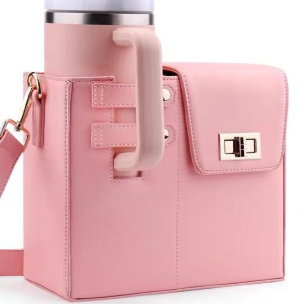 Cross-Border Hot-Selling Outdoor Portable Beverage Bottle Water Cup Bag Universal Large Insulated Cup Pink Single Shoulder Crossbody Water Cup Bag