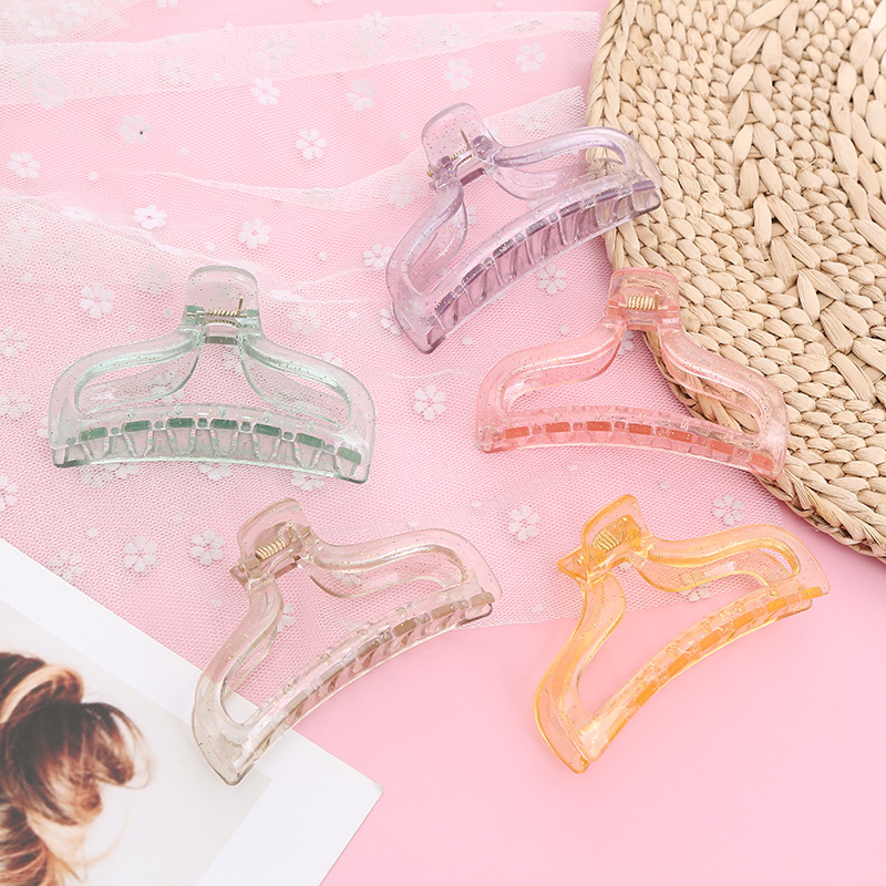 沖涼夾鲨魚夾後腦勺碎發抓夾塑料透明夾子頭飾洗澡盤發發抓發卡