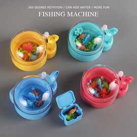 捞鱼上链发条扭蛋玩具迷你小号钓鱼游戏机儿童亲子互动休闲娃娃机