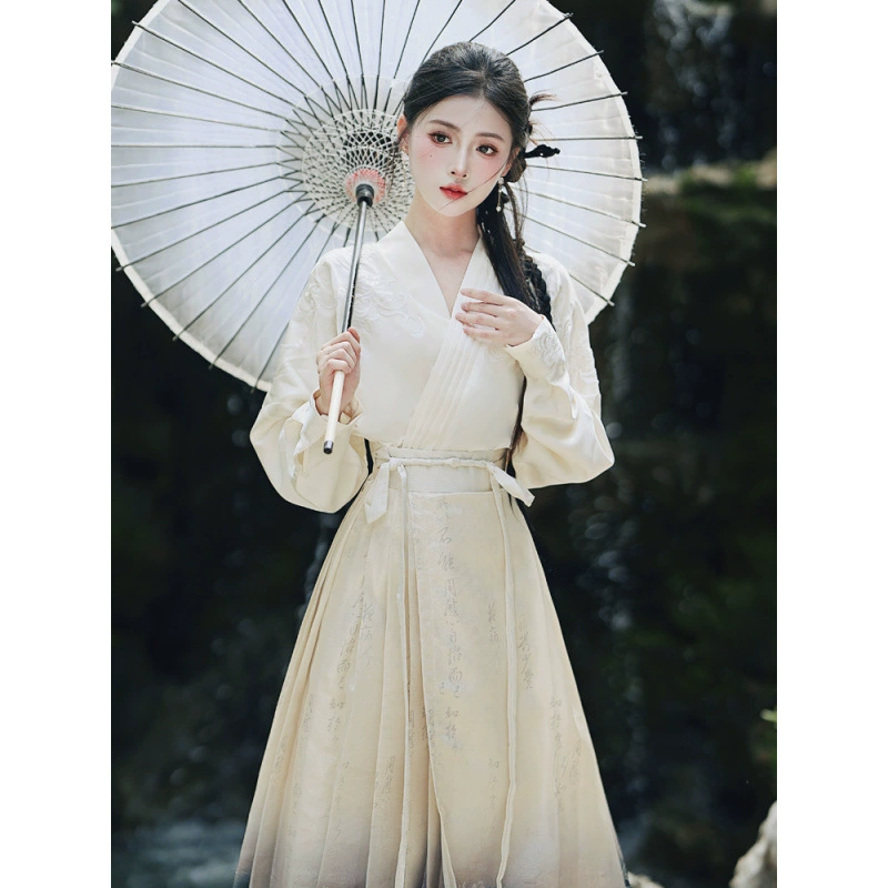 Sansui, Hanfu, with embroidery, with short sleeve, gradient, 40