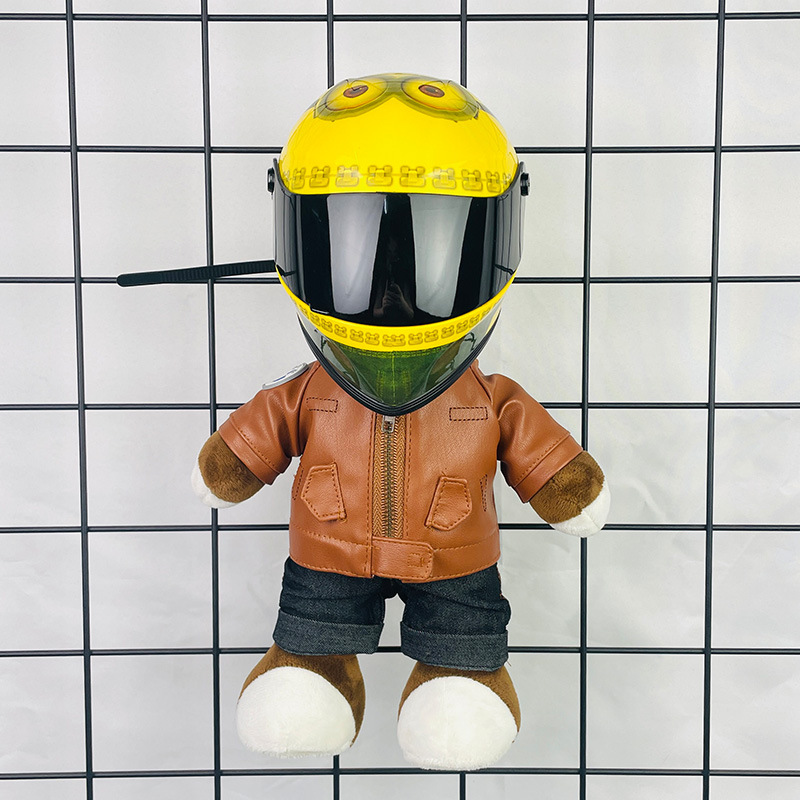 Coche eléctrico colgante oso muñeca casco cuero juguete coche tronco montar decoración 4S reparación tienda locomotora muñeca