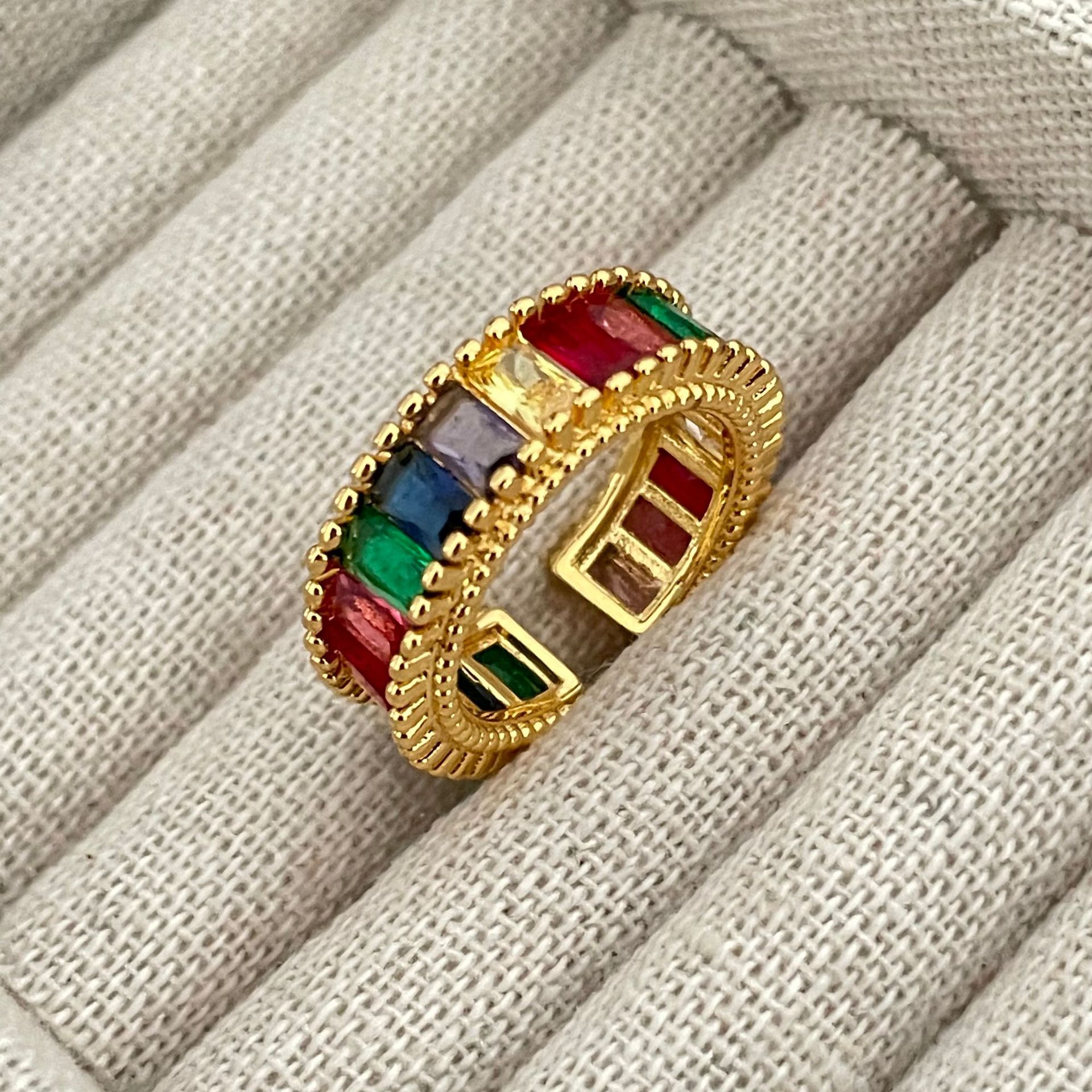 Streetwear Colorful Copper Plating Inlay Zircon Open Ring display picture 1