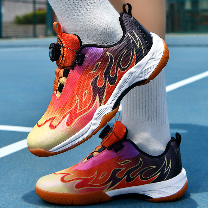 Nuevos zapatos de bádminton infantiles Beacon transfronterizos jóvenes ligeros respirables y amortiguadores botones giratorios zapatos de tenis de mesa
