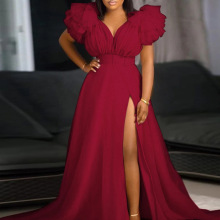 欧美女装大摆网纱礼服长裙连衣裙 非洲大码女装宴会礼服连衣裙女