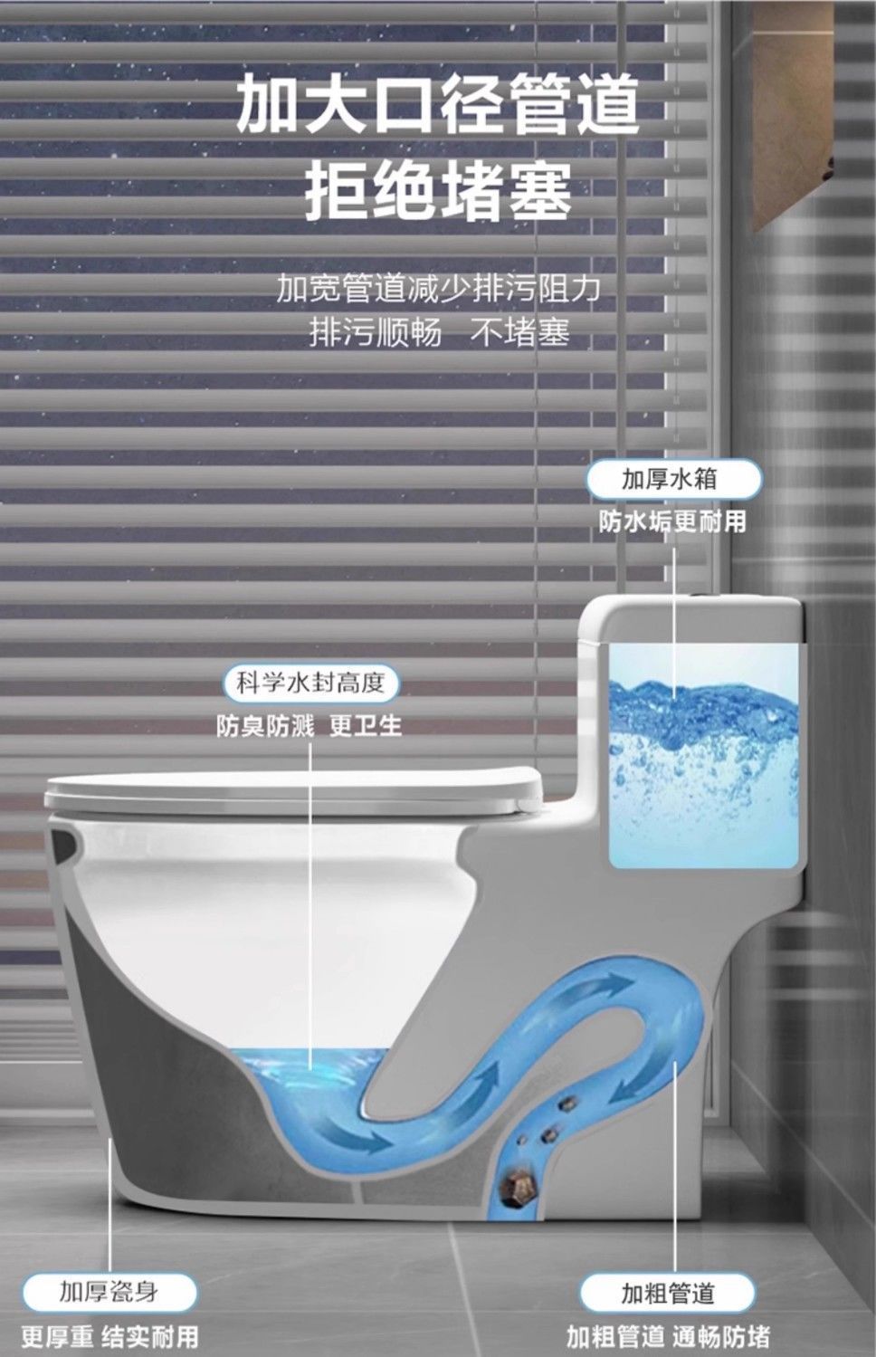 Household large-diameter anti-odor siphonic toilet, ordinary ceramic bathroom seat, essential for hotels undefined