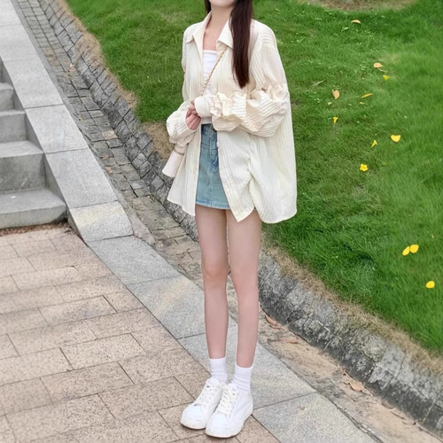 Fashionable and stylish cardigan shirt top, design-conscious women's niche French style spring/summer new outerwear sun-protective shirt jacket