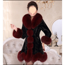 厂家直销99%水貂皮大衣水貂衣服狐狸毛领中长款拼貂皮女清仓