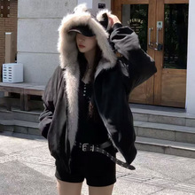 FDR GDES 麂皮毛领夹棉座山雕秋冬新款女装加厚棉衣棉服美式复