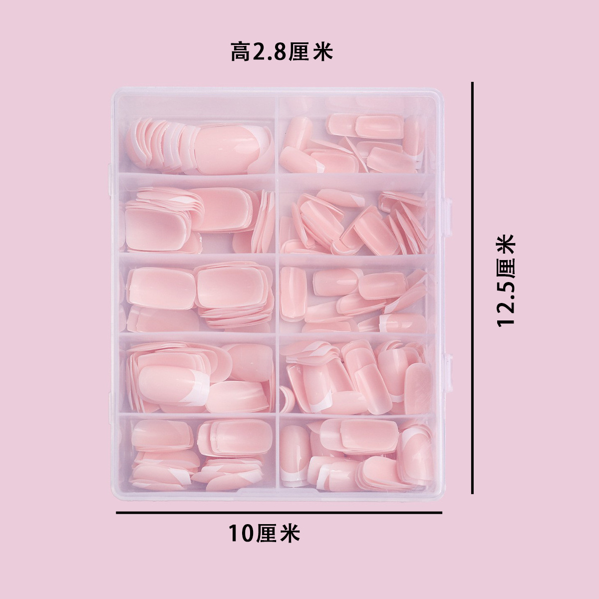 240 piezas en caja desnudas rosadas francesas líneas de bordado blanco simple versátil desmontable al por mayor