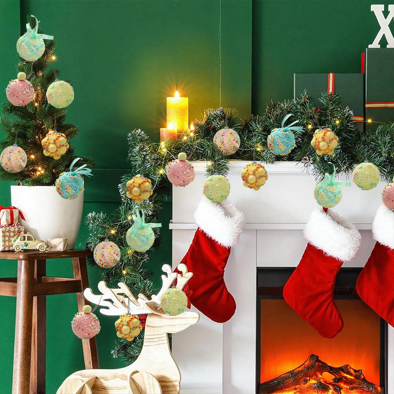 Amazon nueva bola de Navidad bola de espuma color macaron árbol de Navidad colgante de decoración creativa bola de Navidad de 8cm