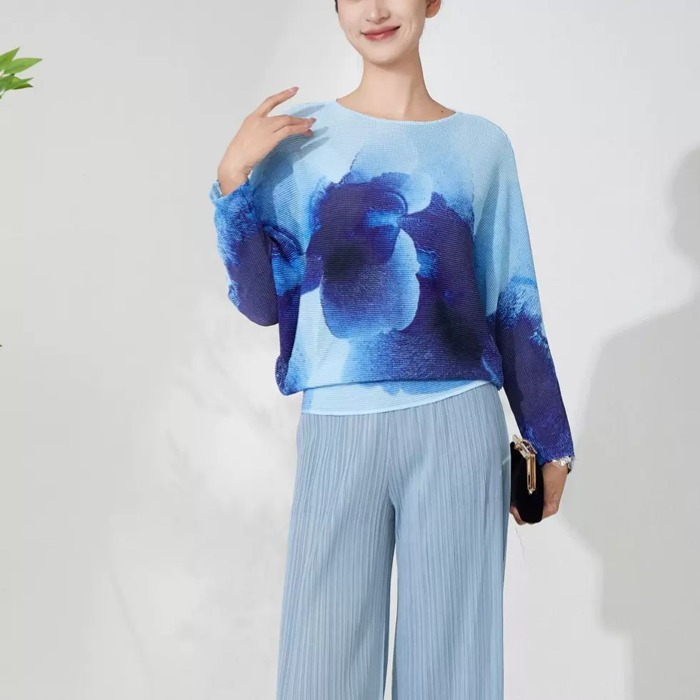 三宅卫衣上衣女圆领2025秋季新款宽松大码印花长袖高级感单穿T恤