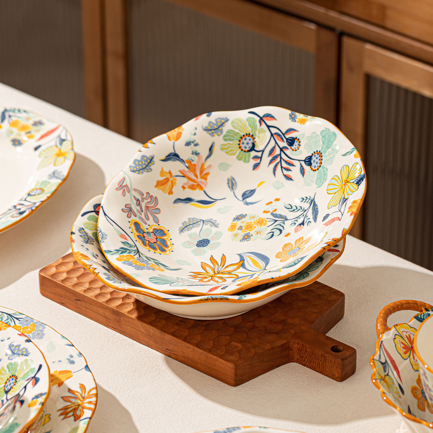 Conjunto de platos de cerámica tradicional china, platos de sopa, platos de cerámica de nueva vivienda, palillos, platos de cerámica