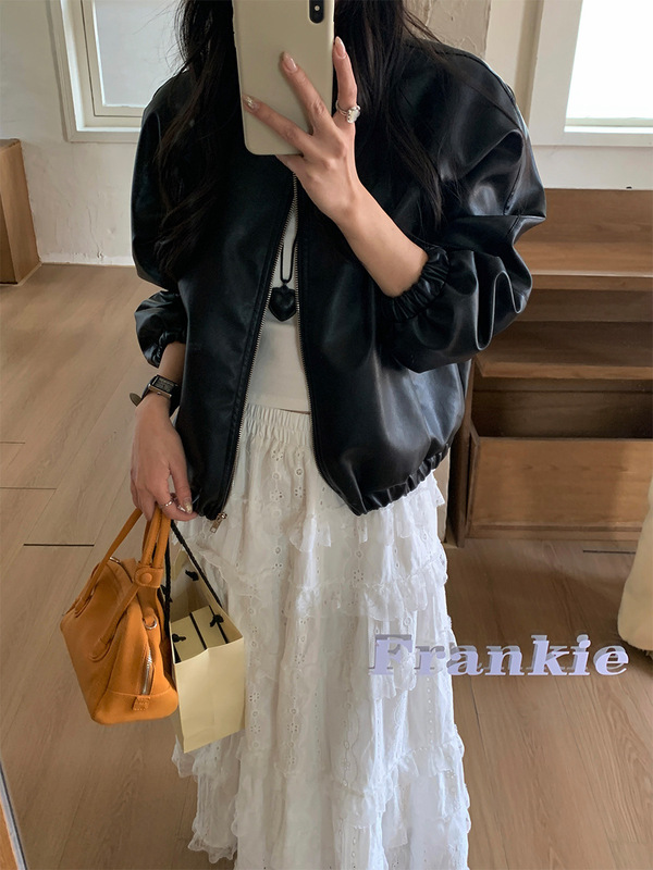 广州黄峥高级感PU皮机车服外套女2025早秋韩系休闲皮衣夹克510002|undefined